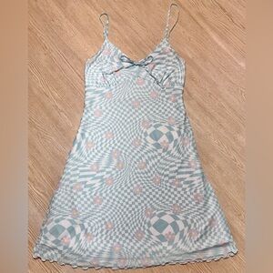 Rue21 Retro 90s Y2K Blue Floral Checkered Mini Dress XS